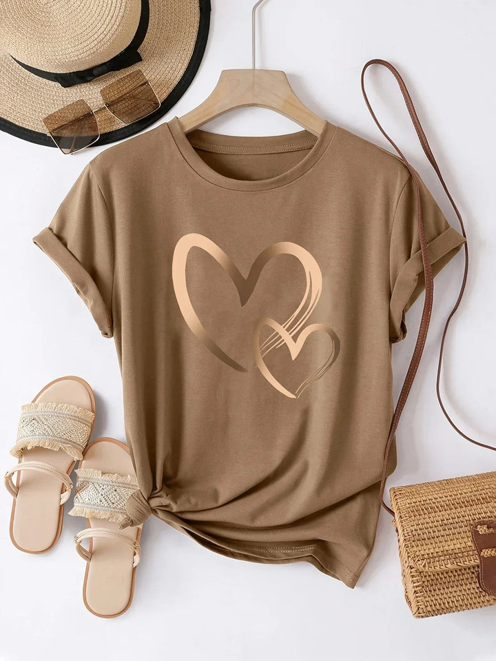 Larson | Casual T-Shirt With Heart Print