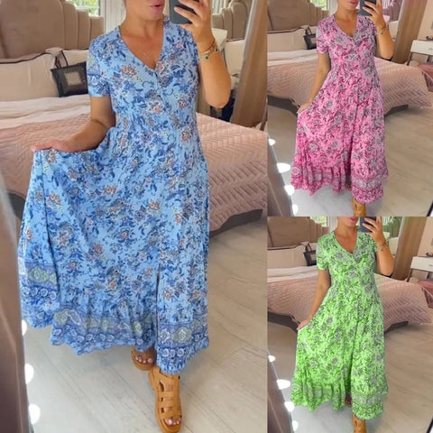 Wibia | Floral Print V-Neck Dress