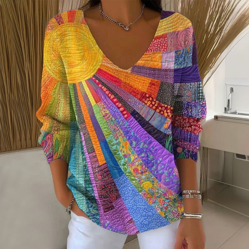 Soléa | Vintage Colour V-Neck Long Sleeve Tee