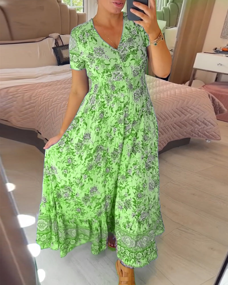 Wibia | Floral Print V-Neck Dress