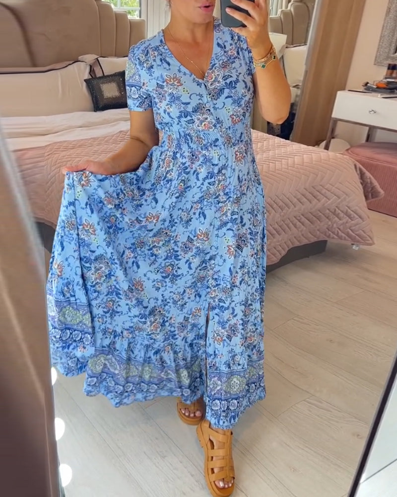 Wibia | Floral Print V-Neck Dress