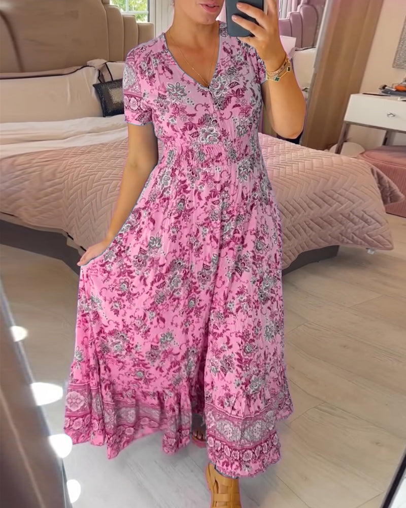 Wibia | Floral Print V-Neck Dress