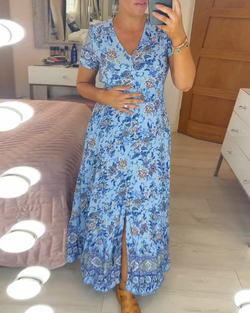 Wibia | Floral Print V-Neck Dress