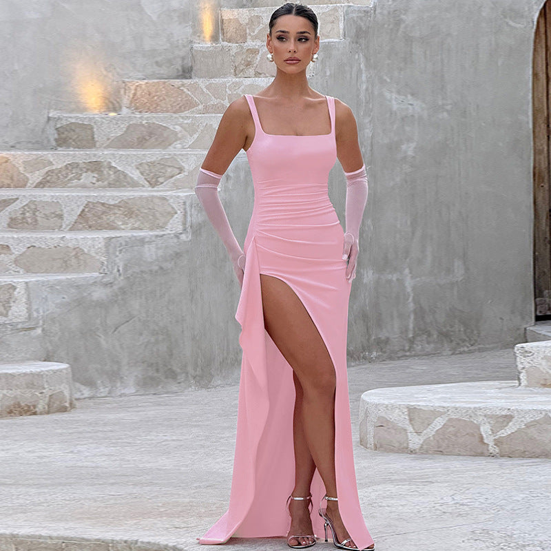 Sabine | Elegant Formal Slip Maxi Dress with Open Back