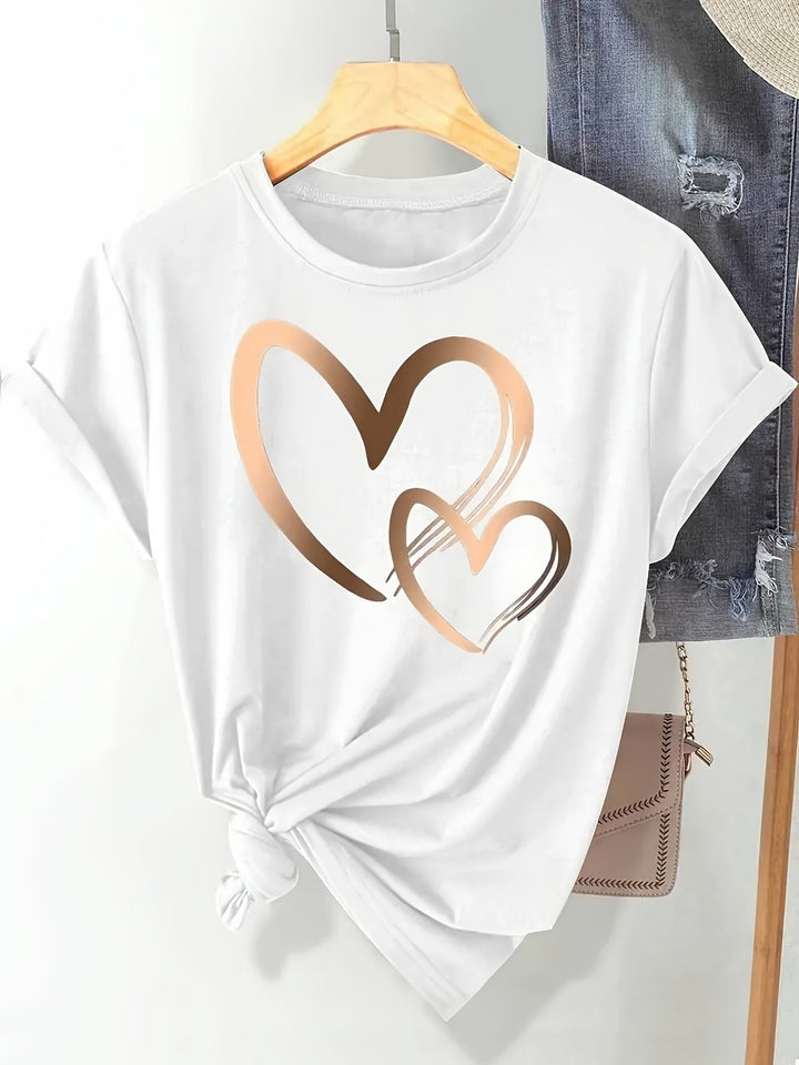 Larson | Casual T-Shirt With Heart Print