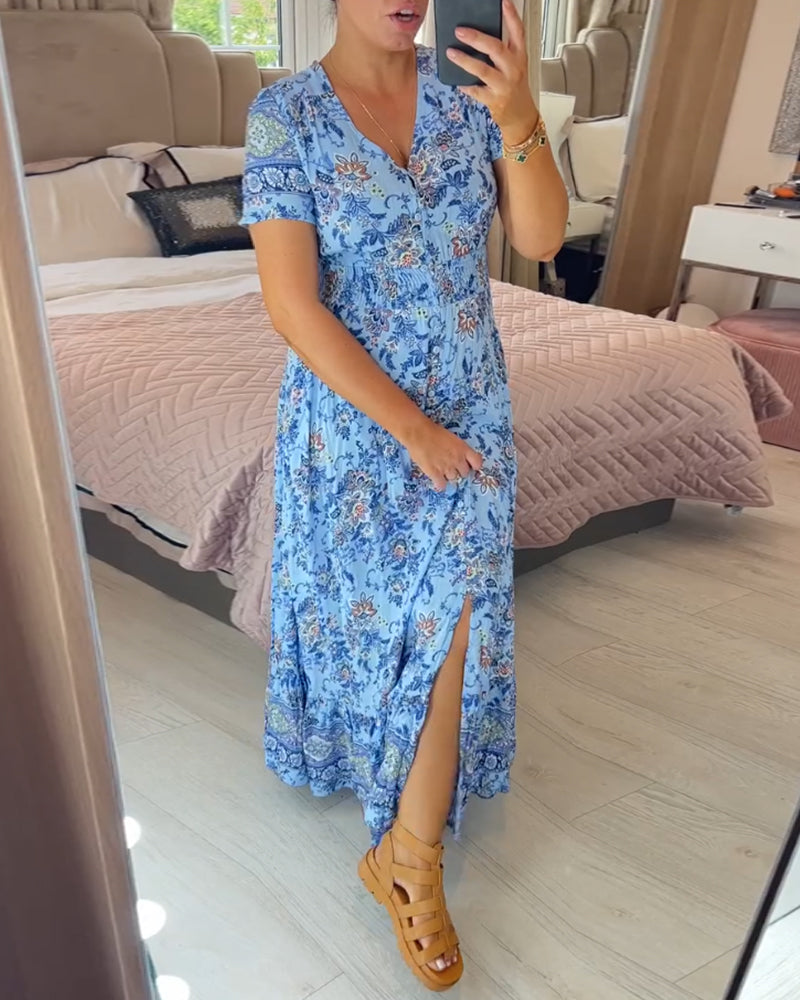 Wibia | Floral Print V-Neck Dress